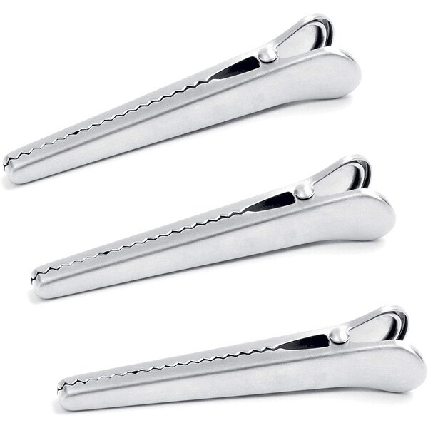 Norpro 3pc Stainless Steel Ultimate Jaw Clips 4.5" Metal Squeeze Chip